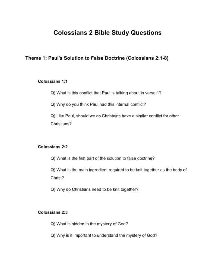 Colossians 2 Bible Study Questions pdf