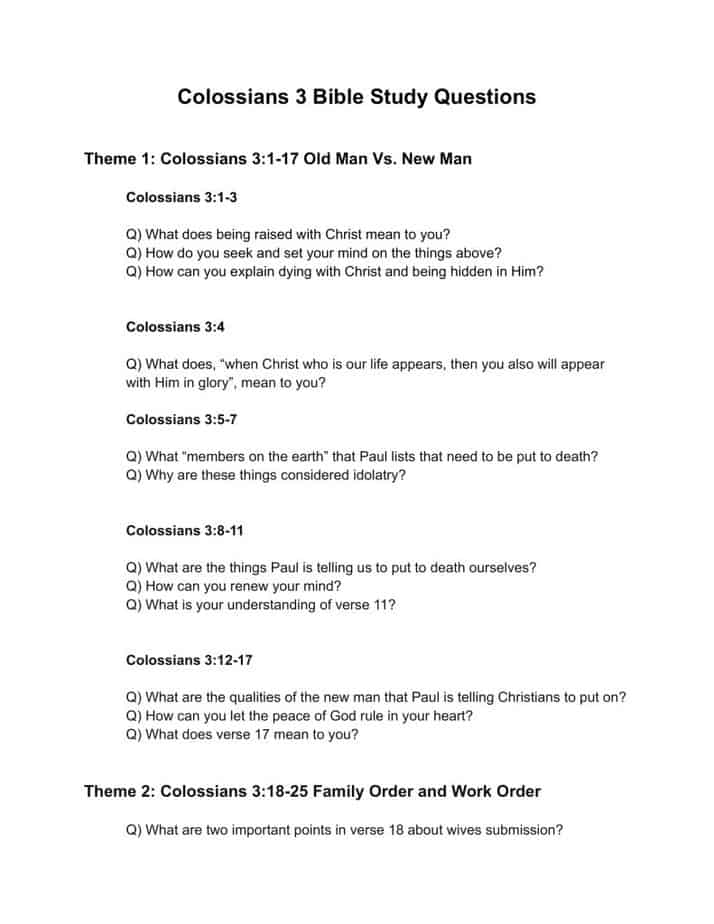 Colossians 3 Bible Study Questions pdf